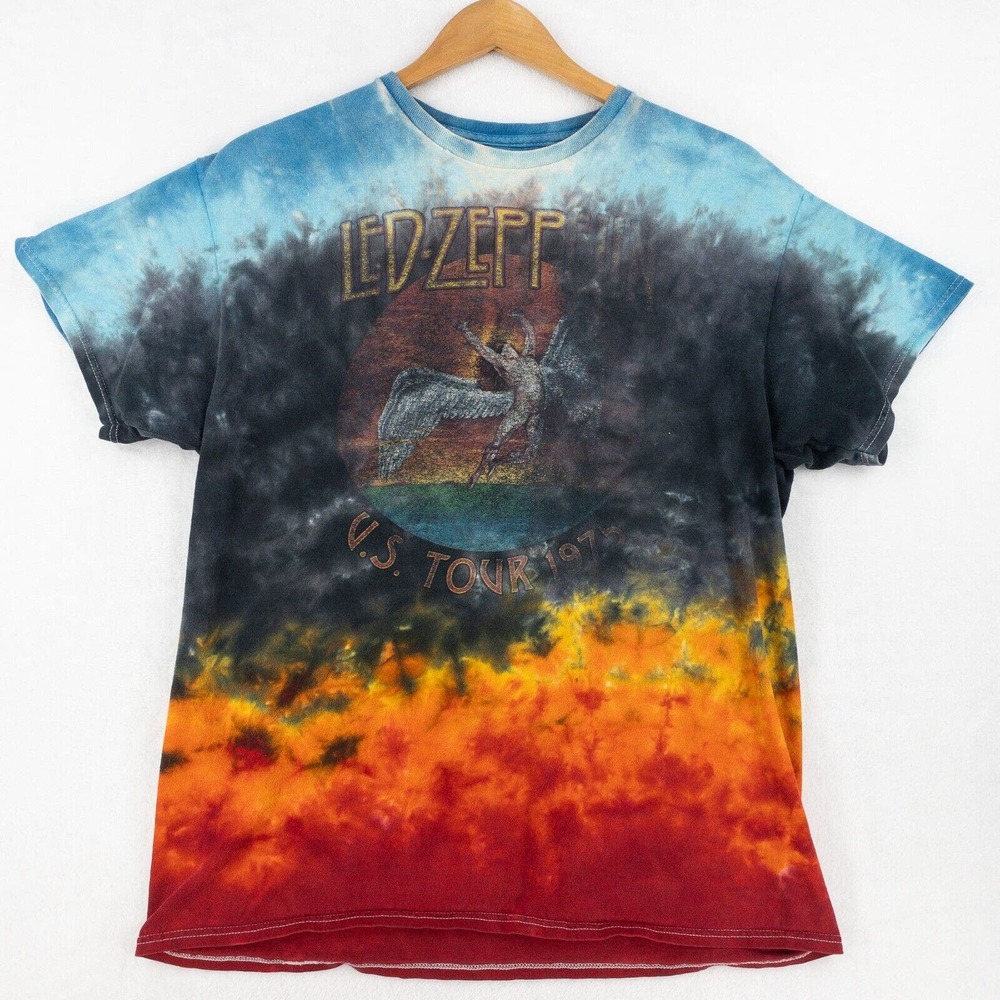 Led Zeppelin T Shirt Tie Dye Mens Large Official Licensed 100% Cotton 1975 Tour